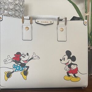 Aldo White Mickey and Minnie Mouse Satchel